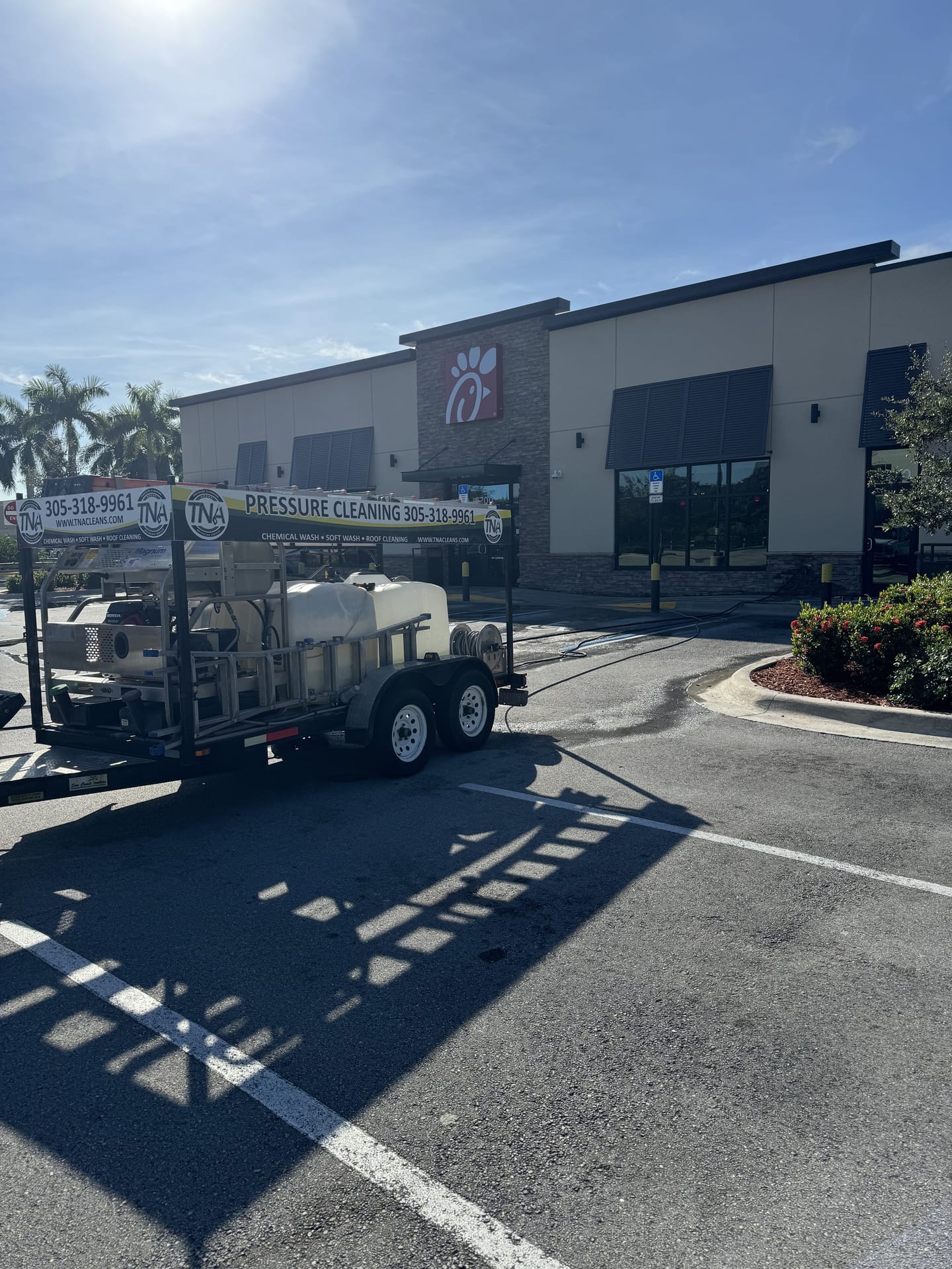 Commercial exterior pressure cleaning at Chick-fil-A